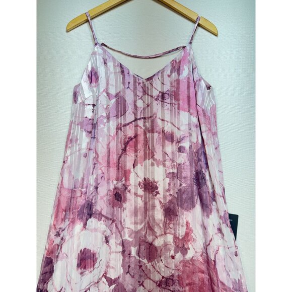 Lulus Sparkling Summer Purple Floral Lurex Maxi Dress Womens Sze L Boho Slit NWT - Picture 16 of 16
